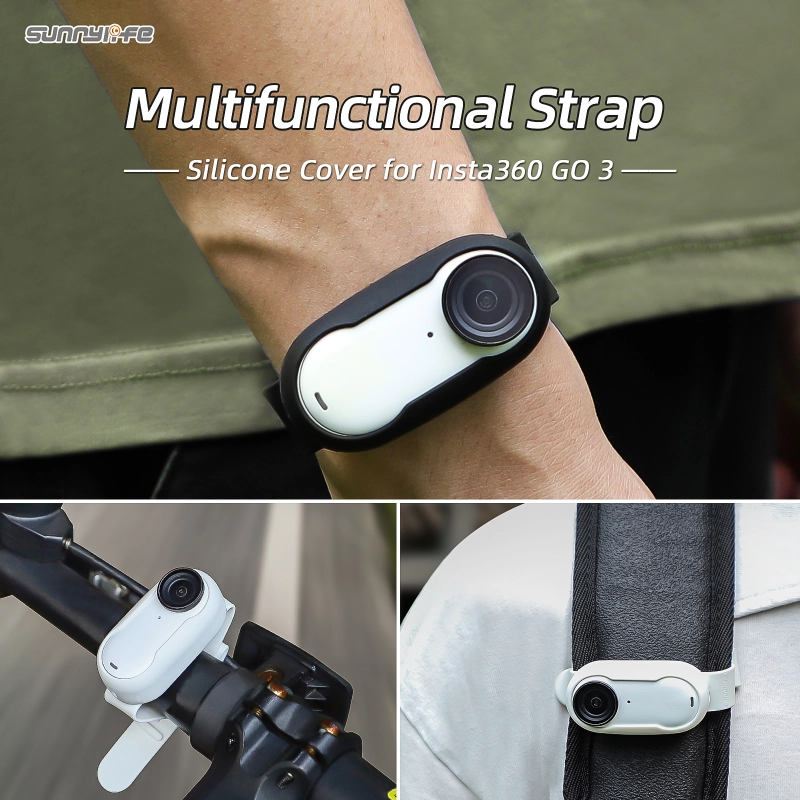 Sunnylife Camera Strap Silicone Protective Cover Drone Mount Wristband Backpack Stripe Bicycle Strap Cat Collar for Insta360 GO 3