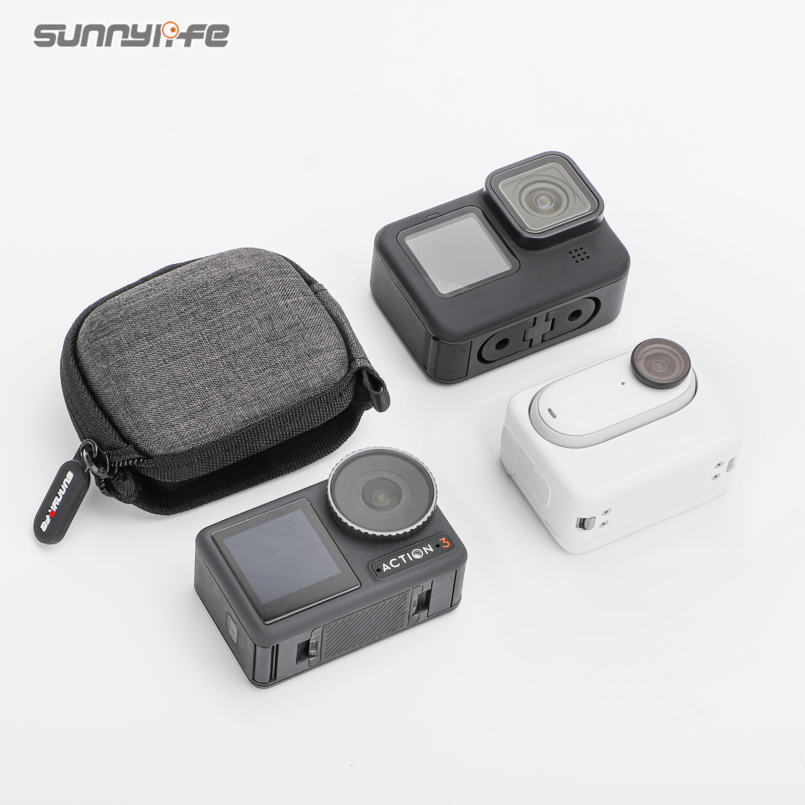 Sunnylife Mini Carrying Case Hard Travel Case Extention Protective Bags Accessories for Insta360 GO 3/GoPro 12/Action 3