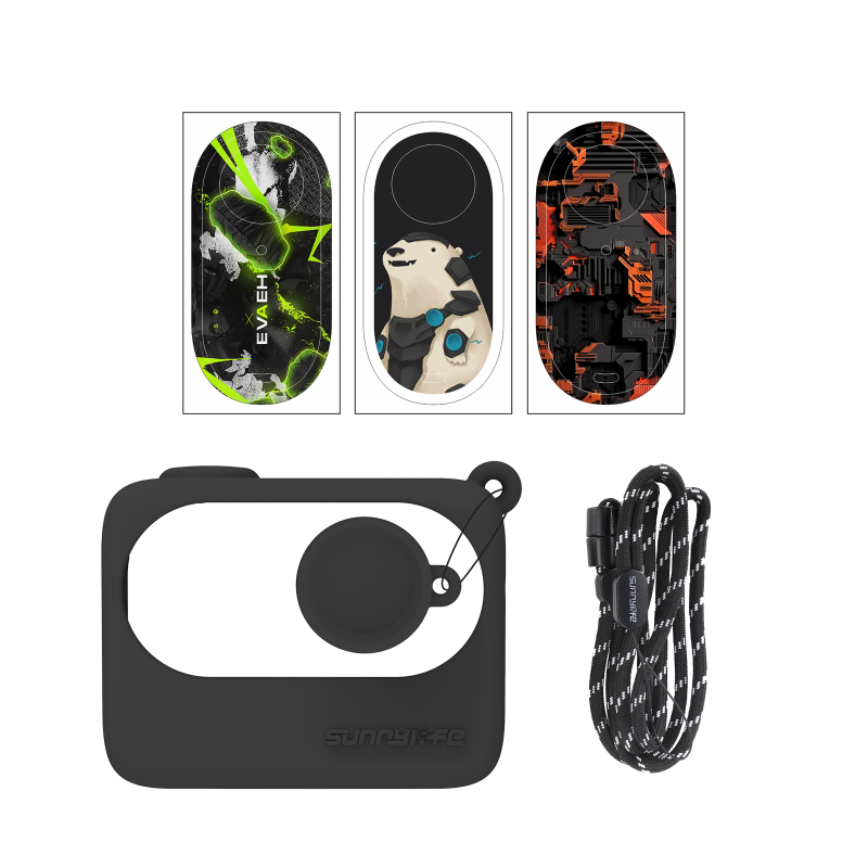Sunnylife Silicone Cover Stickers Protective Case Camera Skin Wrap Lens Cover Protector Neck Strap Accessories for Insta360 GO 3