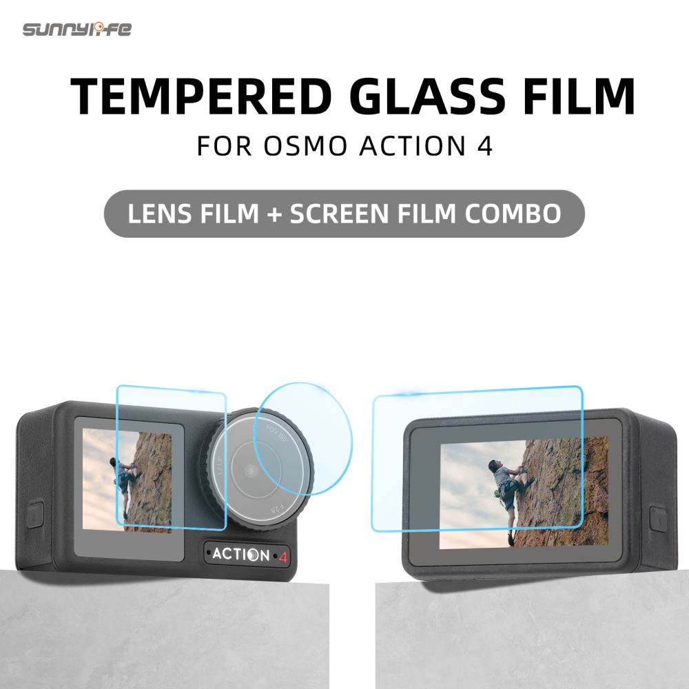 Sunnylife Lens Screen Protector Tempered Glass Film Protective Film Accessories for Osmo Action 4 Sport Camera
