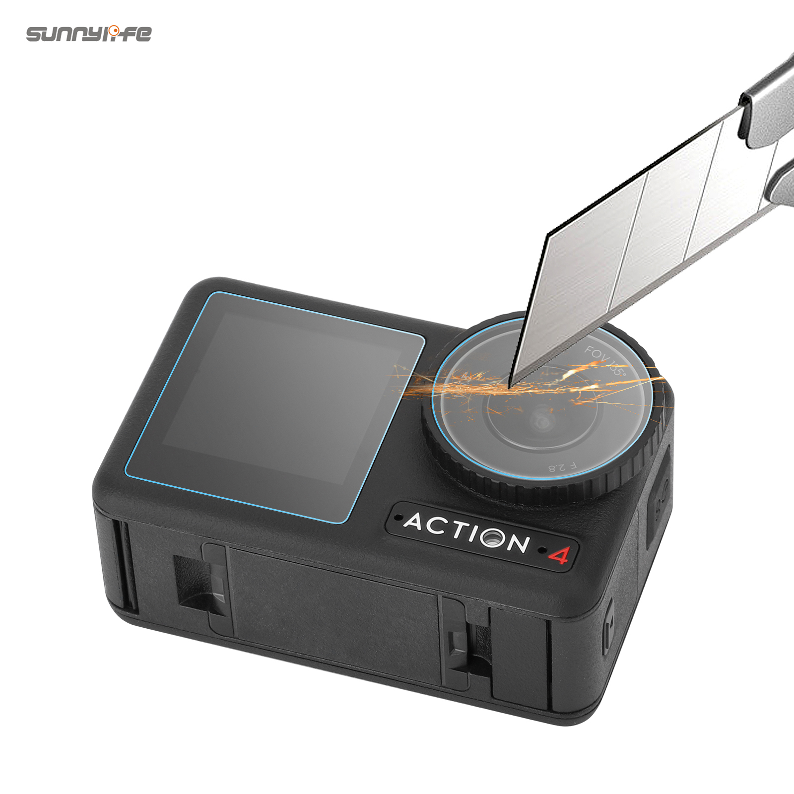 Sunnylife Lens Screen Protector Tempered Glass Film Protective Film Accessories for Osmo Action 4 Sport Camera