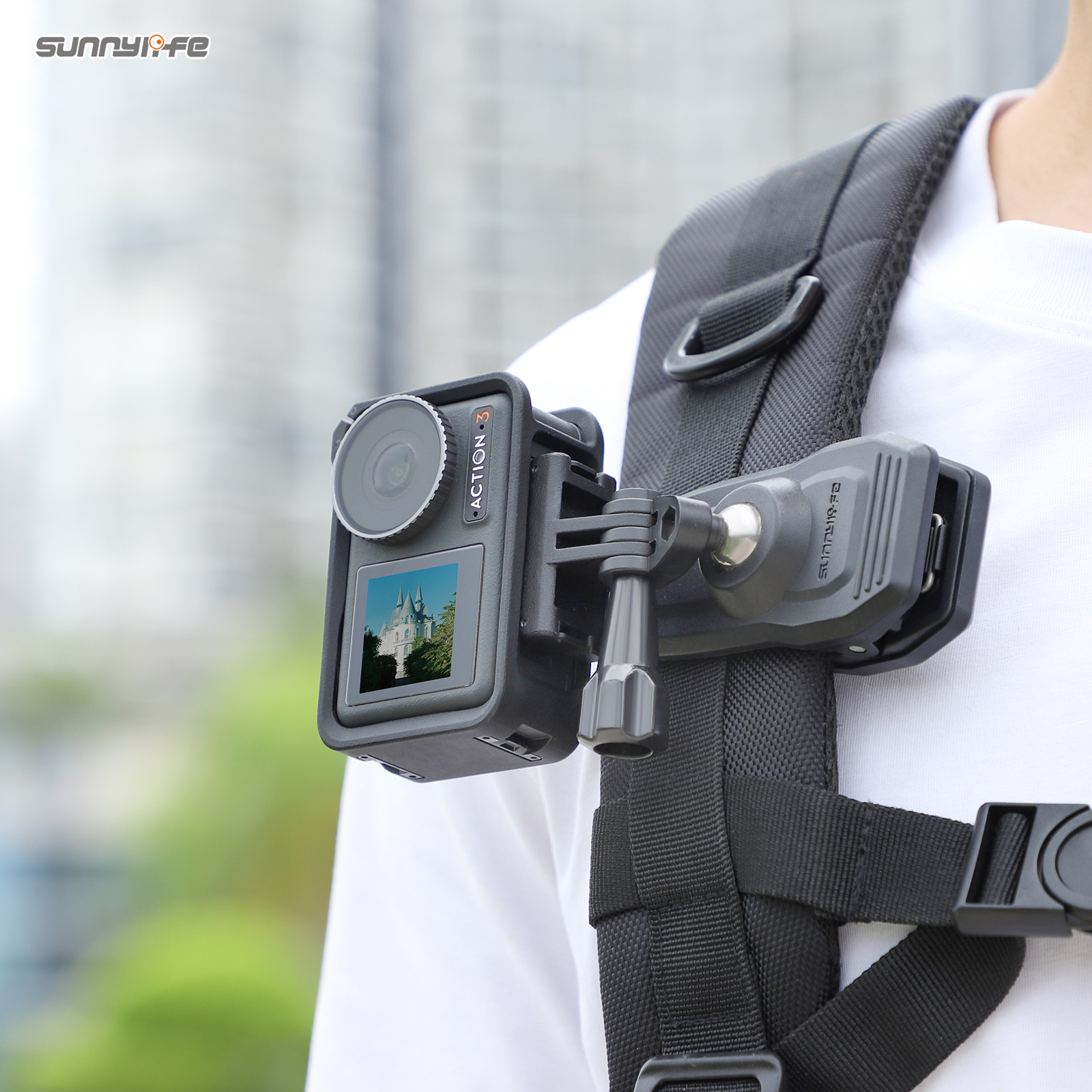 Sunnylife 360 Degree Rotation Swivel Backpack Clip Magnetic Suction Action Camera Mount for Insta360 GO 3 /GoPro 12/ Action 4