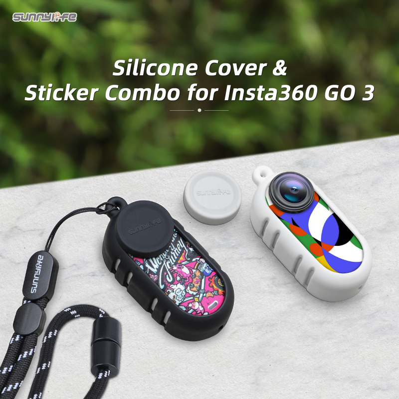 Sunnylife Silicone Cover Heat Dissipation Protective Case Stickers Skin Wrap Lens Cover Neck Strap Accessories for Insta360 GO 3