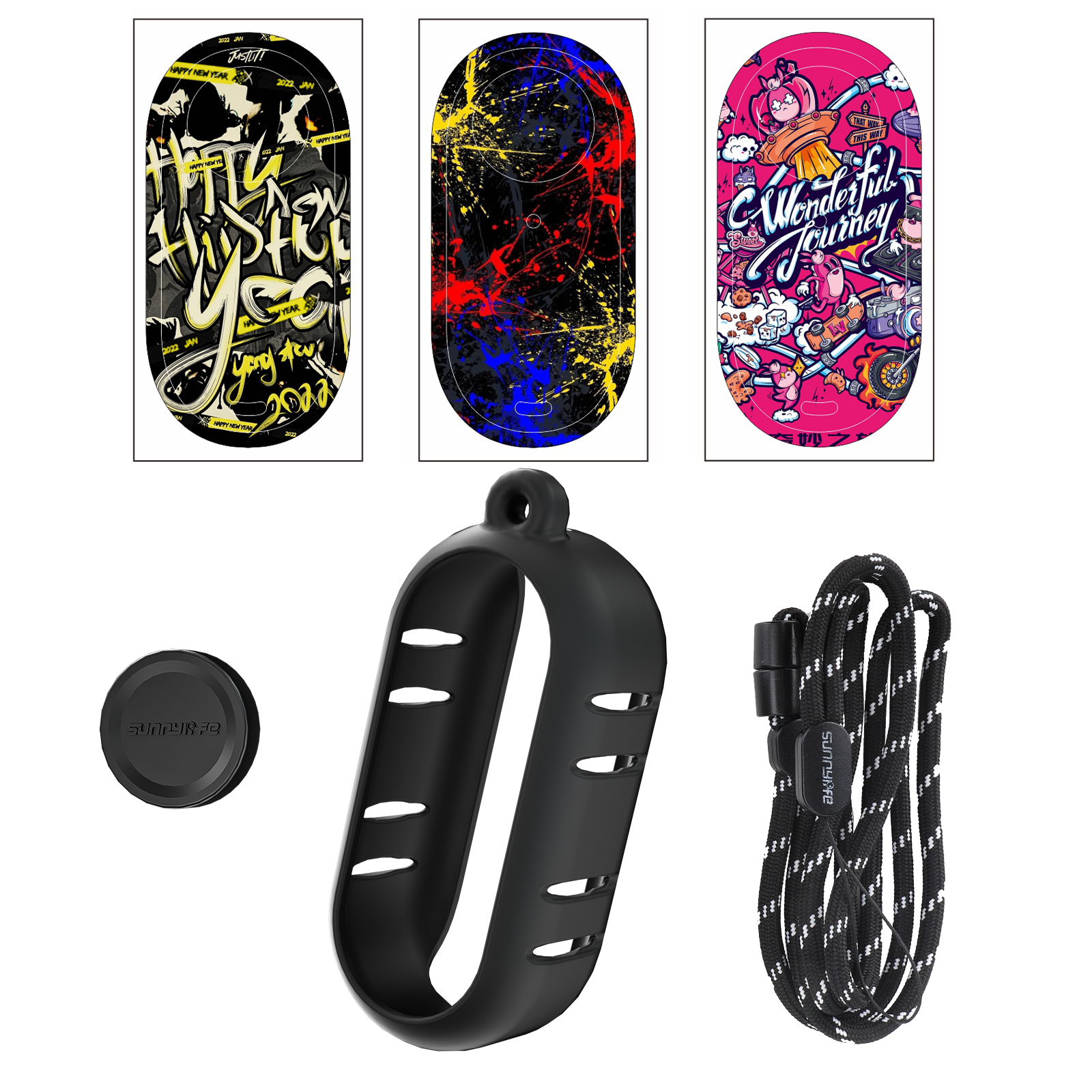 Sunnylife Silicone Cover Heat Dissipation Protective Case Stickers Skin Wrap Lens Cover Neck Strap Accessories for Insta360 GO 3