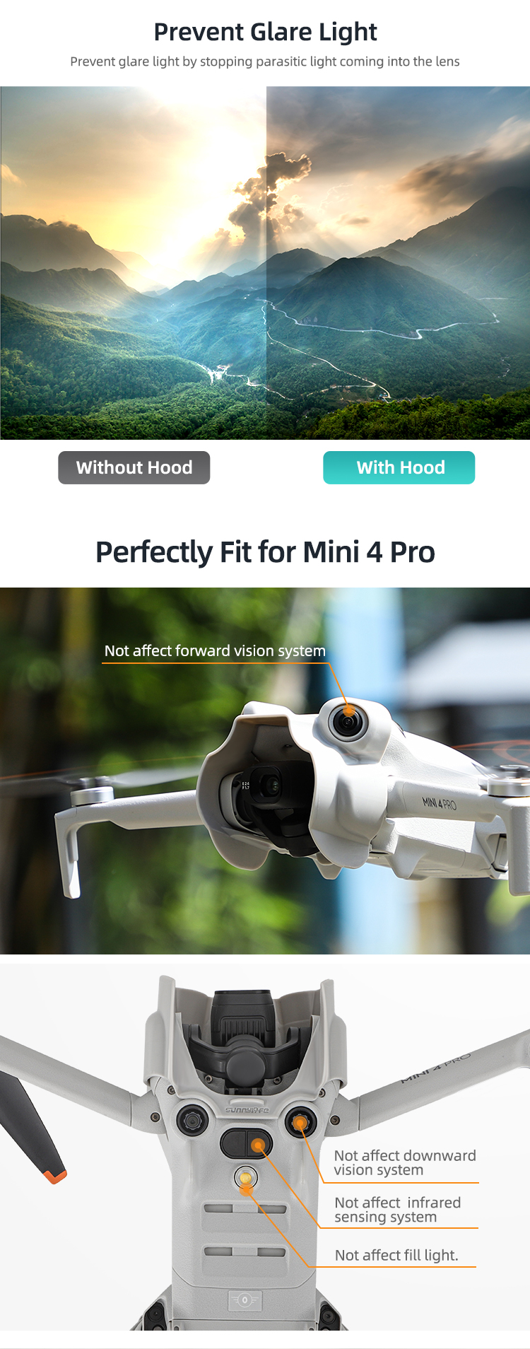 For DJI Mini 4 Pro Drone Gimbal Lens Hood Sunhood Protective Cap Accessories