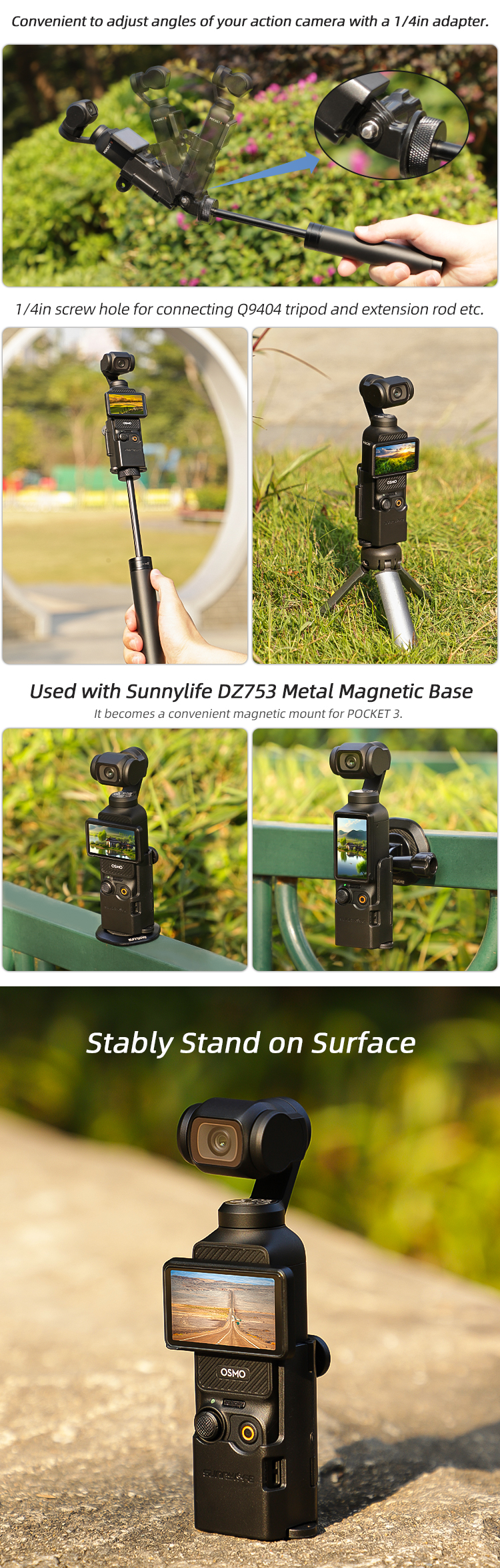 Sunnylife OP-Q9192 Support adaptateur en metal pour DJI OSMO