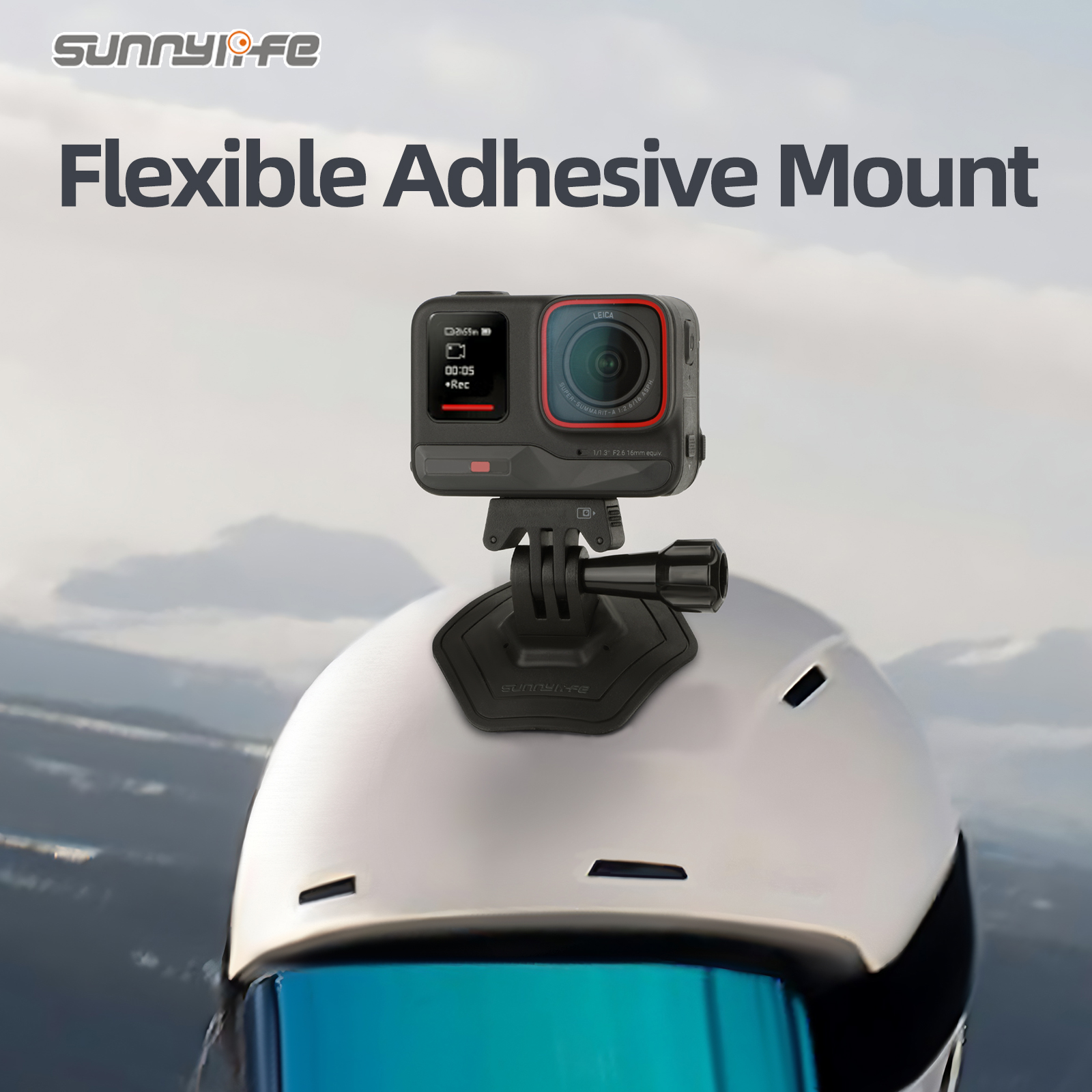 Sunnylife Flexible Adhesive Helmet Mount Soft Flat Curved Base Action