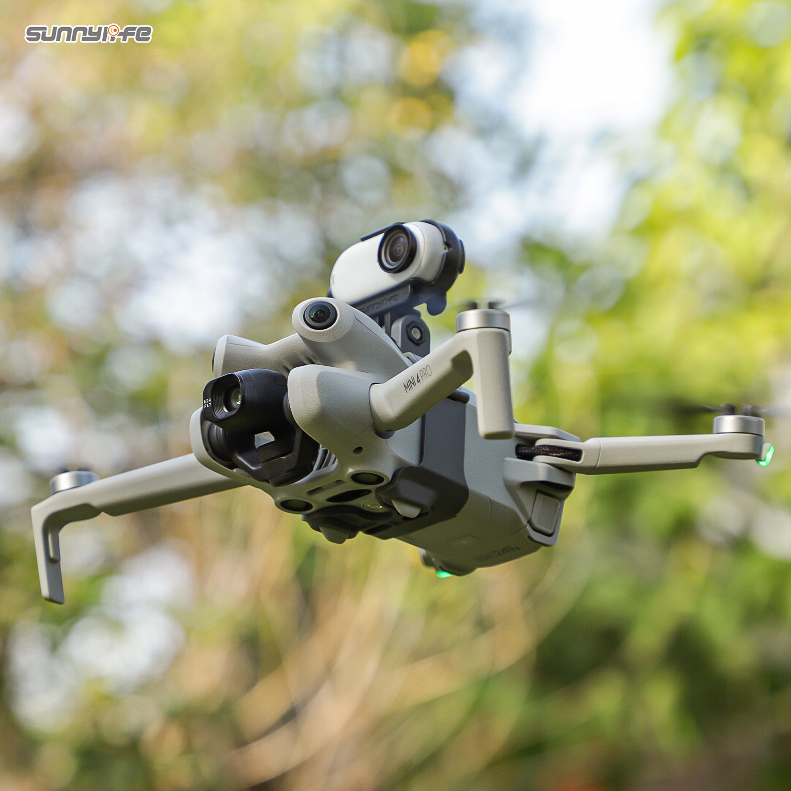 Sunnylife Drone Expansion Mount Action Camera Holder Adapter Drone Light for Mini 4 Pro for ACTION 4/ GoPro 12/ Insta360 GO 3
