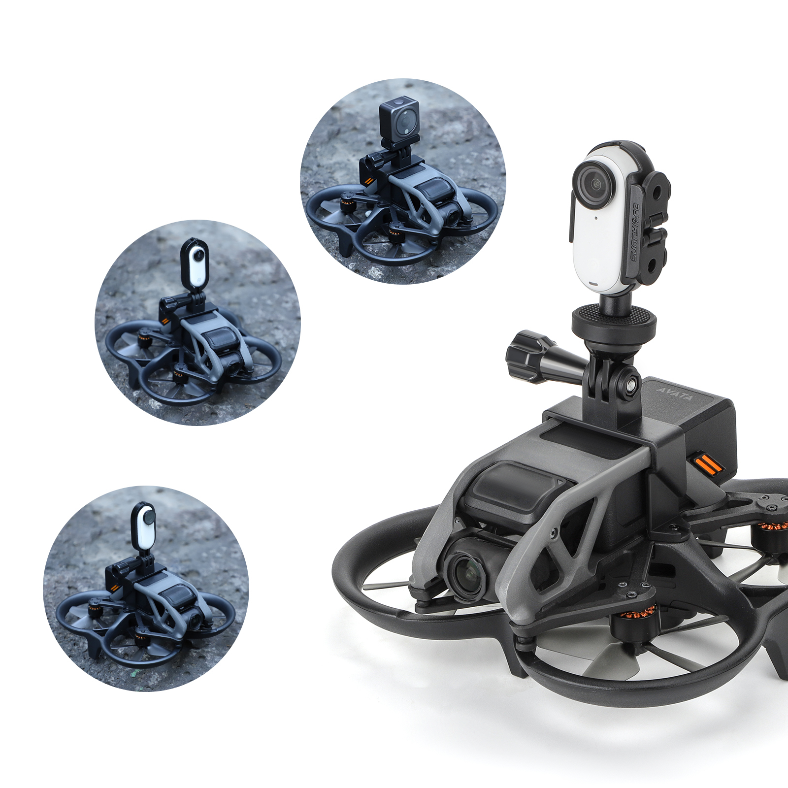 Sunnylife Sports Camera Holder Drone Light Bracket Lamp for DJI Avata for ACTION 2/ Insta360 GO 2/1 Camera
