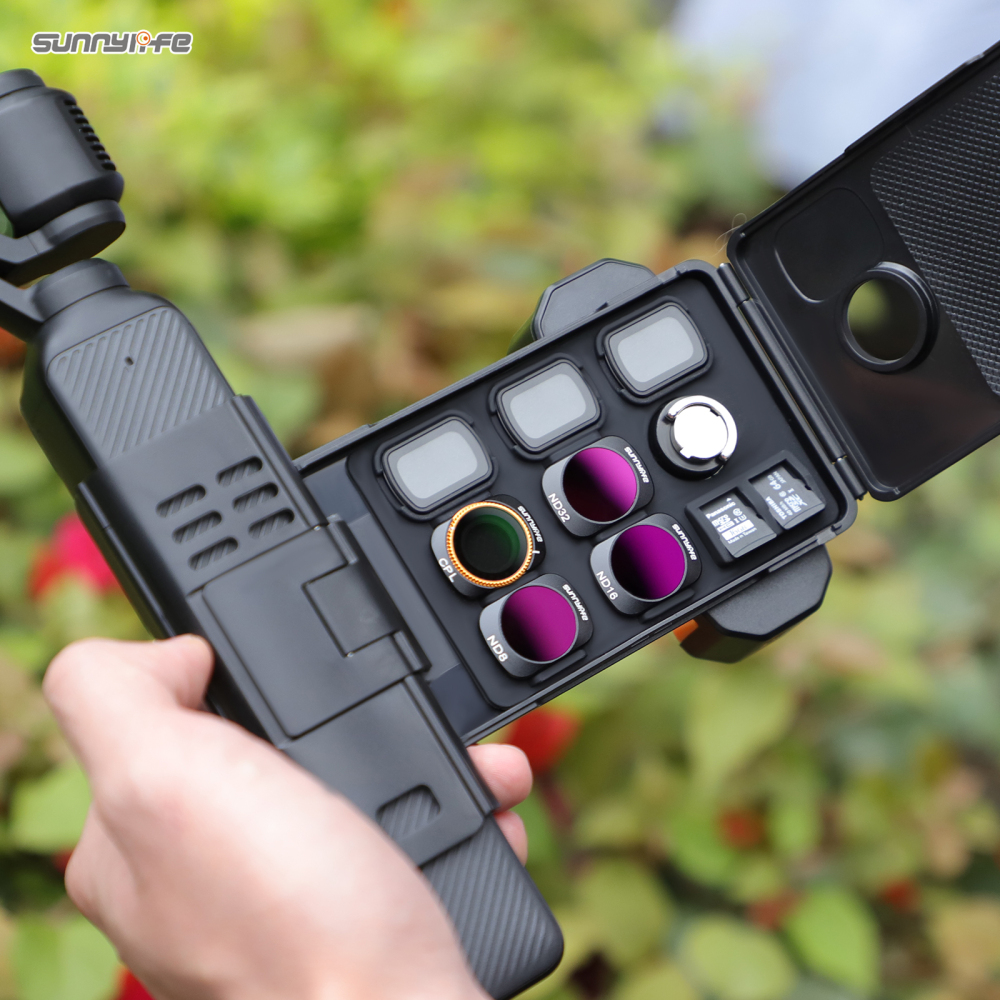 Sunnylife Phone Holder Mount Expansion Adapter Protective Cover Brackets Extension Handle with Storage Case for Osmo Pocket 3
