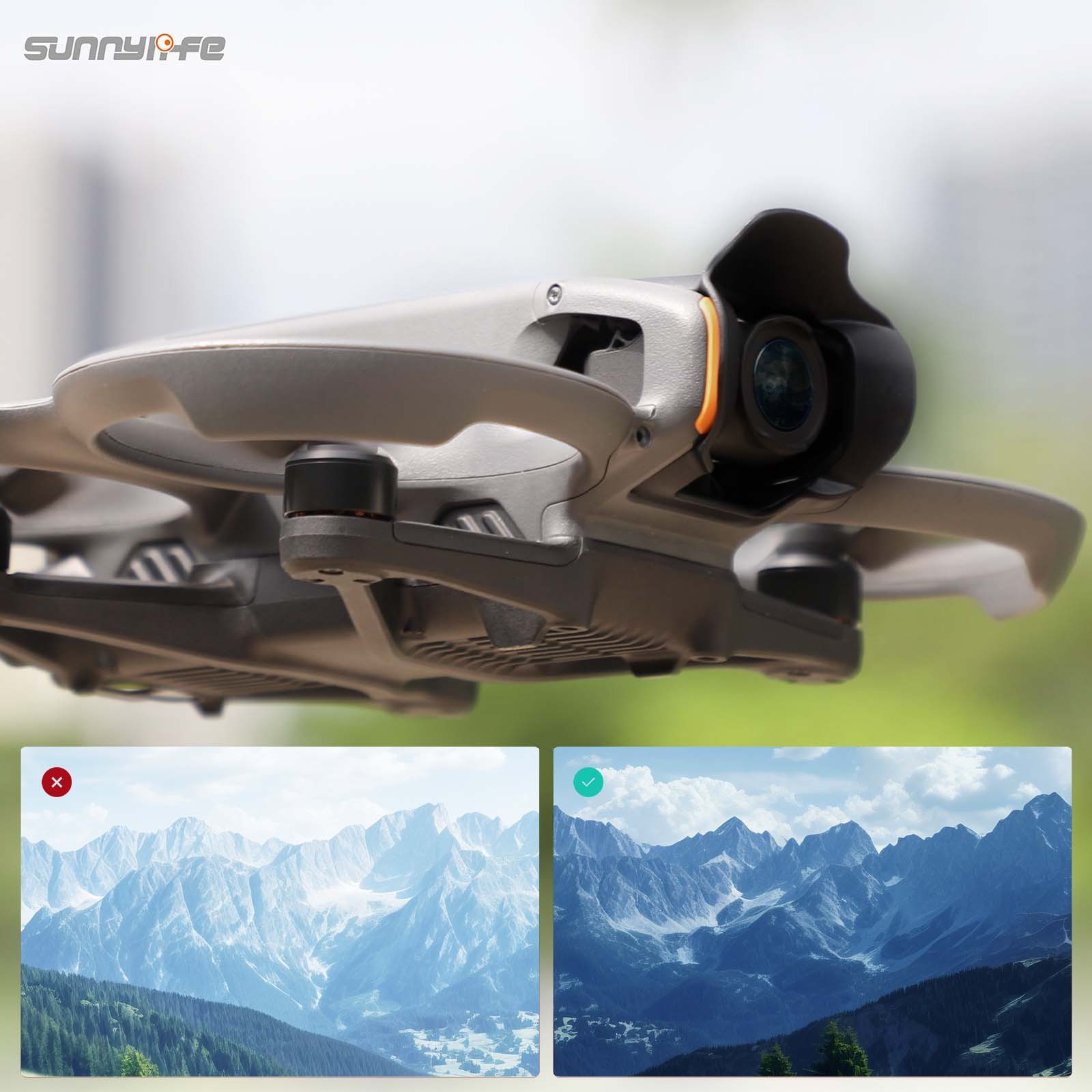 Sunnylife Lens Hood Anti-glare Lens Cover Sunhood Gimbal Protective Cap Drone Accessories for AVATA 2