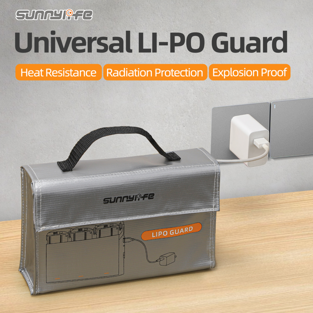 Sunnylife Lipo Safe Bag Battery Fire-proof Bag Large Capacity Charging Storage Guard Battery Safe Pouch for Mini 4K/ Air 3/ Avata 2