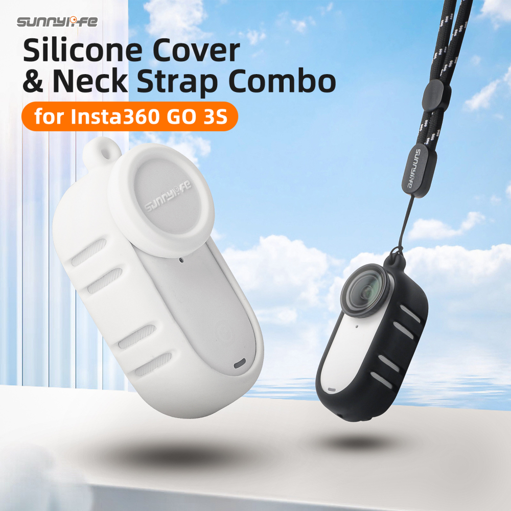 Sunnylife Silicone Cover Heat Dissipation Protective Case Lens Cover Neck Strap Accessories for Insta360 GO 3S