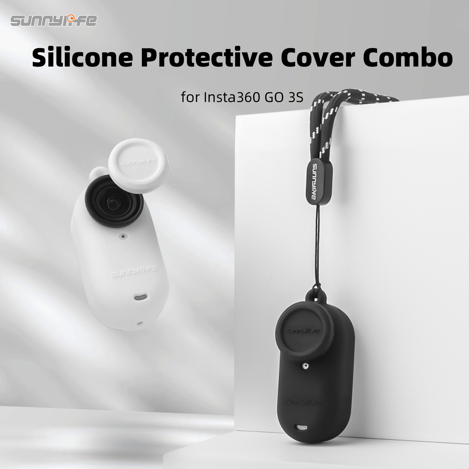 Sunnylife Silicone Protective Case Camera Lens Cover Shock-proof Protector Neck Strap Accessories for Insta360 GO 3S