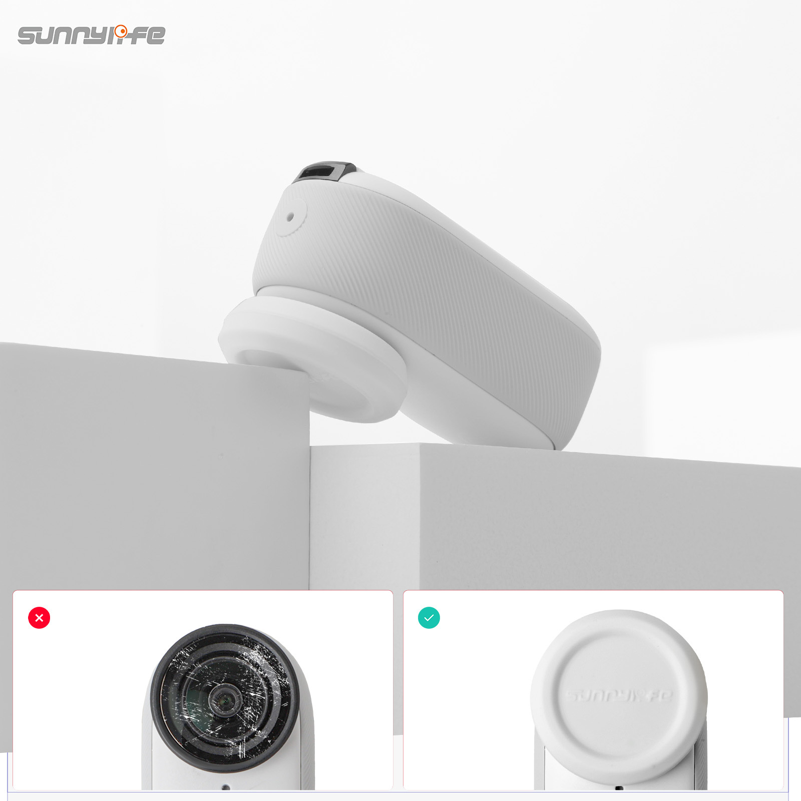 Sunnylife 2pcs Silicone Lens Cap Protector Lens Cover Dust-proof Accessories for Insta360 GO 3S