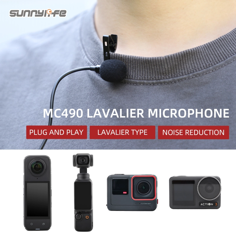 Lavalier Microphone Clip-on Lav Mini Mic Video Recording Interviews Living Performance for Insta360 Ace Pro/ 360 X4/ Pocket 3/ Action 3