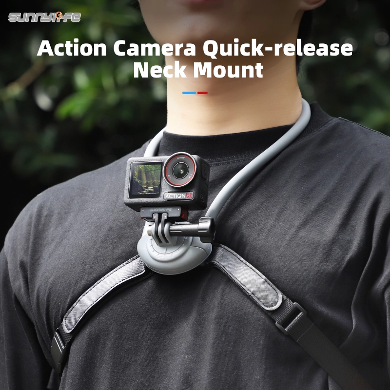 Sunnylife POV Neck Mount Hand Free Video Vlog Neck Selfie Holder with Body Strap for GoPro 13/ Action 5 Pro/ Insta360 GO 3S