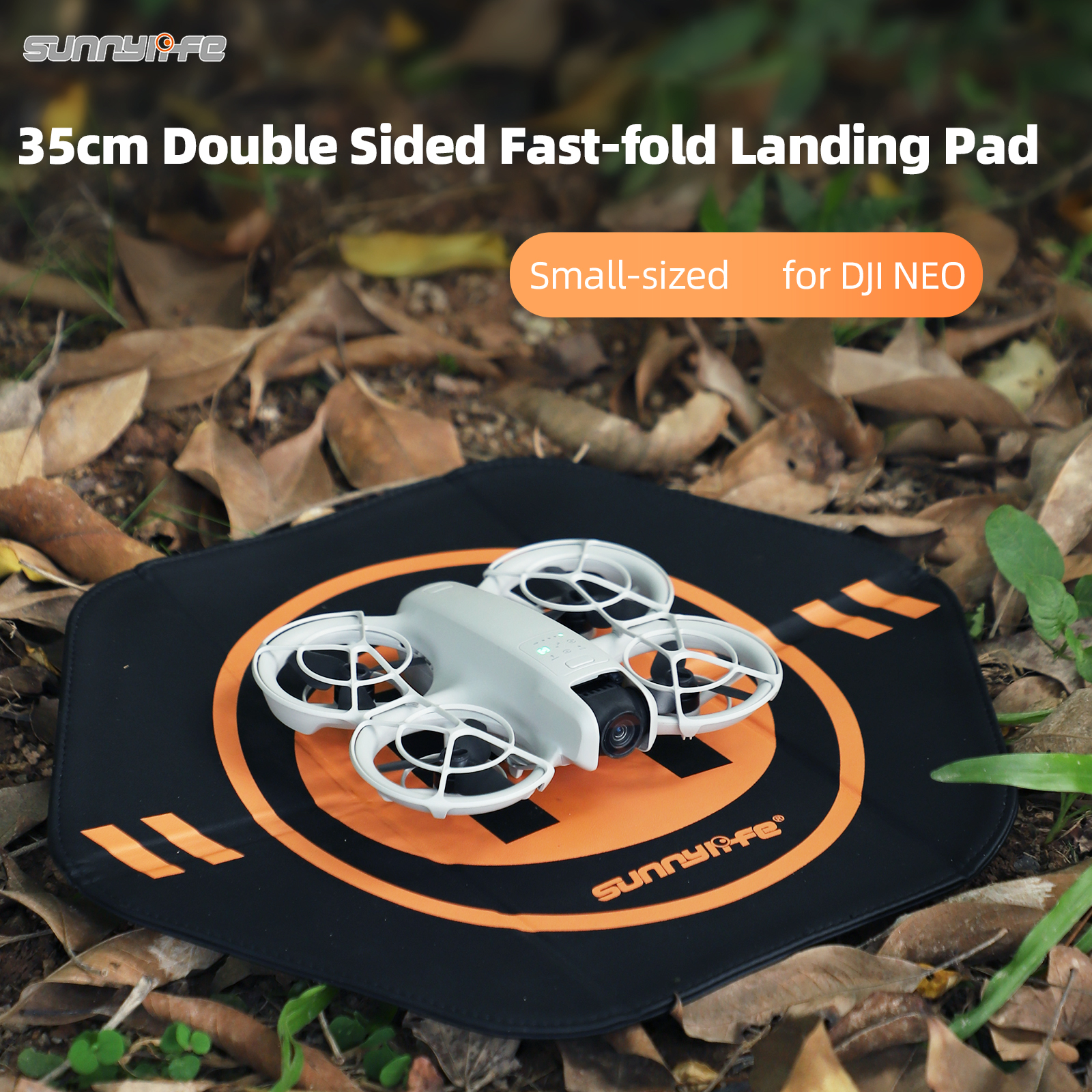 Sunnylife Drone Landing Pad 35cm(13.7’’) Fast-Fold Double-Sided PU Leather Waterproof for DJI NEO/ Avata 2/ Mini 4 Pro