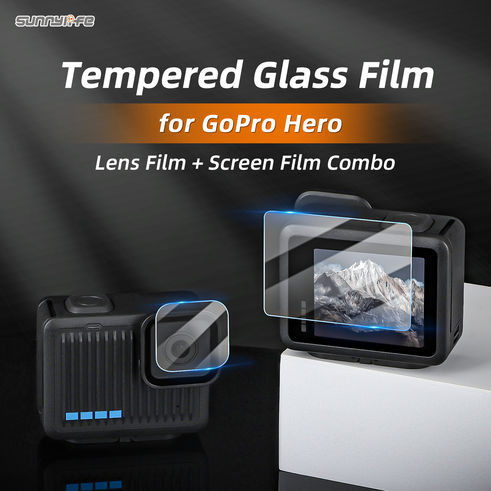 Sunnylife 1 Set 2 Sets Tempered Glass Film HD Clear Protective Film Screen Lens Protector Scratch-proof Accessories for GoPro Hero
