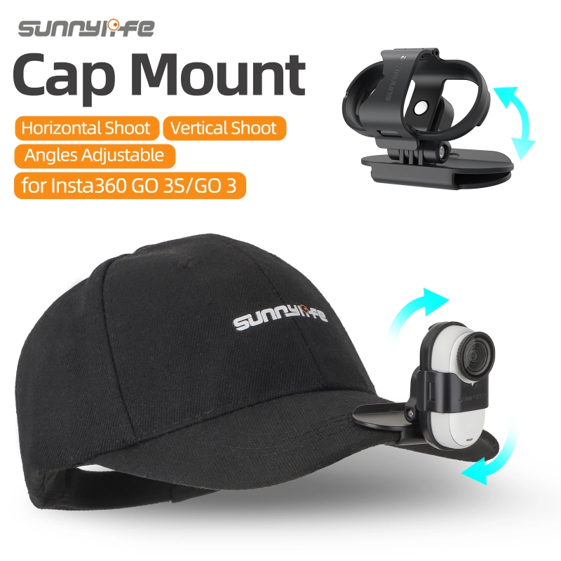 Sunnylife Baseball Hat Clip Mount Baseball Cap Clamp Quick Release Mount Camera POV Vlog Holder Accessories for Insta360 GO 3S/ GO 3