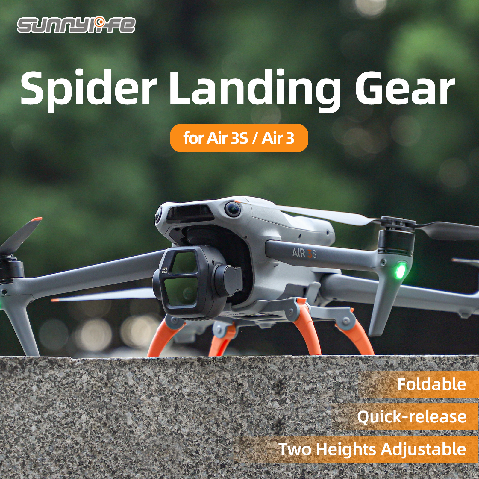 Sunnylife Landing Gear Extensions Heightened Spider Gears Support Leg Protector Accessories for Air 3S/Air 3