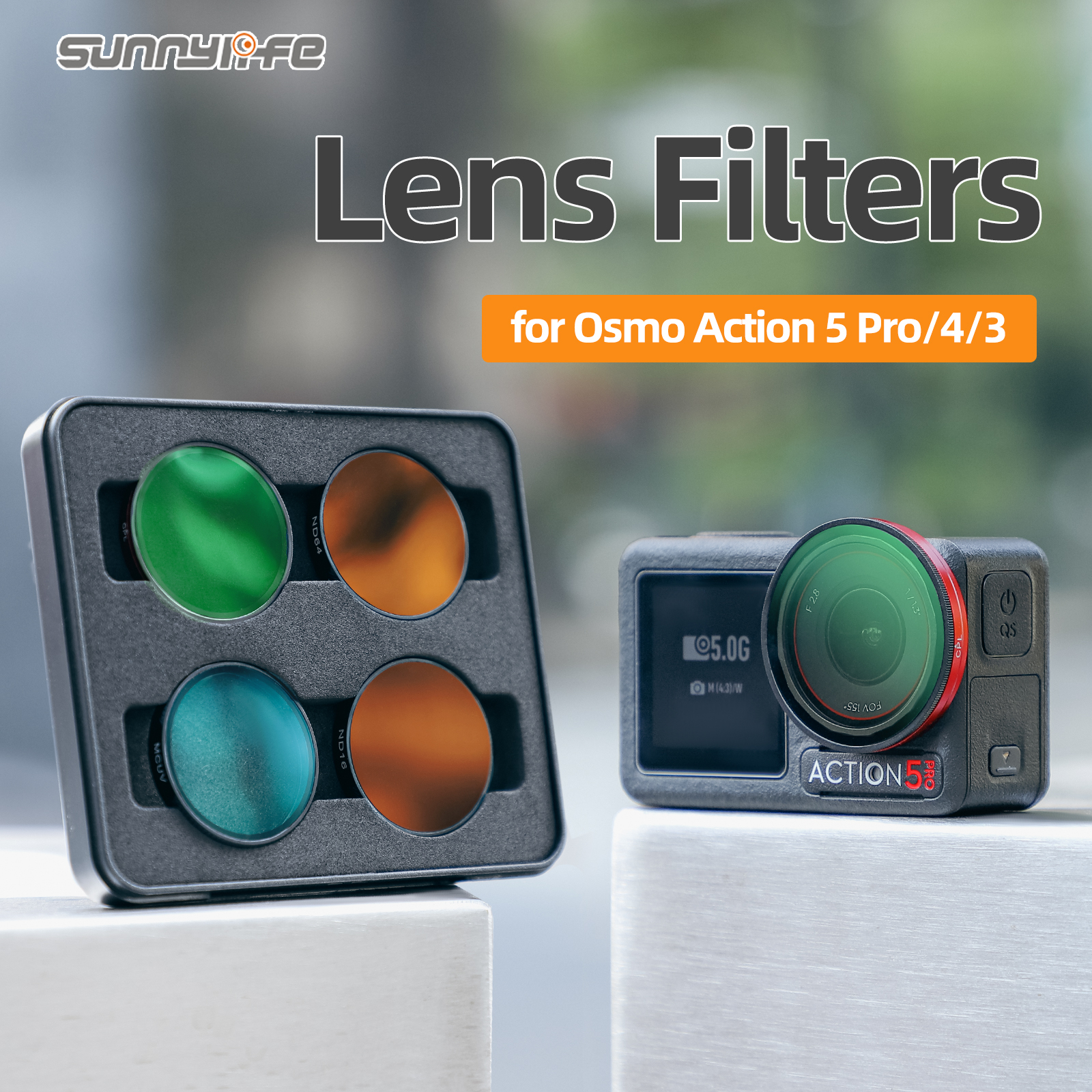 Sunnylife Lens Filters Aluminum Alloy Adjustable CPL Filters ND16 ND64/PL ND32/PL MCUV Accessories for Osmo Action 5 Pro/4/3