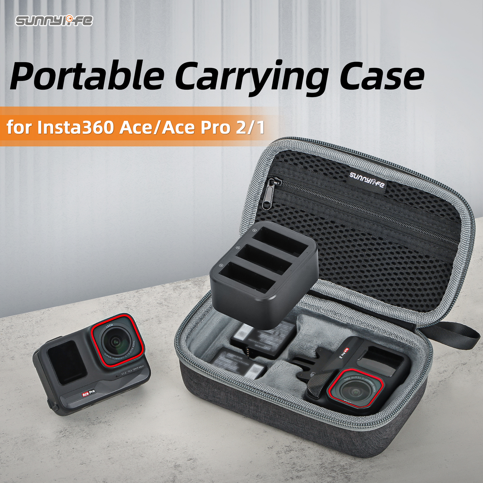 Sunnylife Portable Carrying Case Handbag Mini Travel Case Organizer Protective Bags Accessories for Insta360 Ace/Ace Pro 2/1