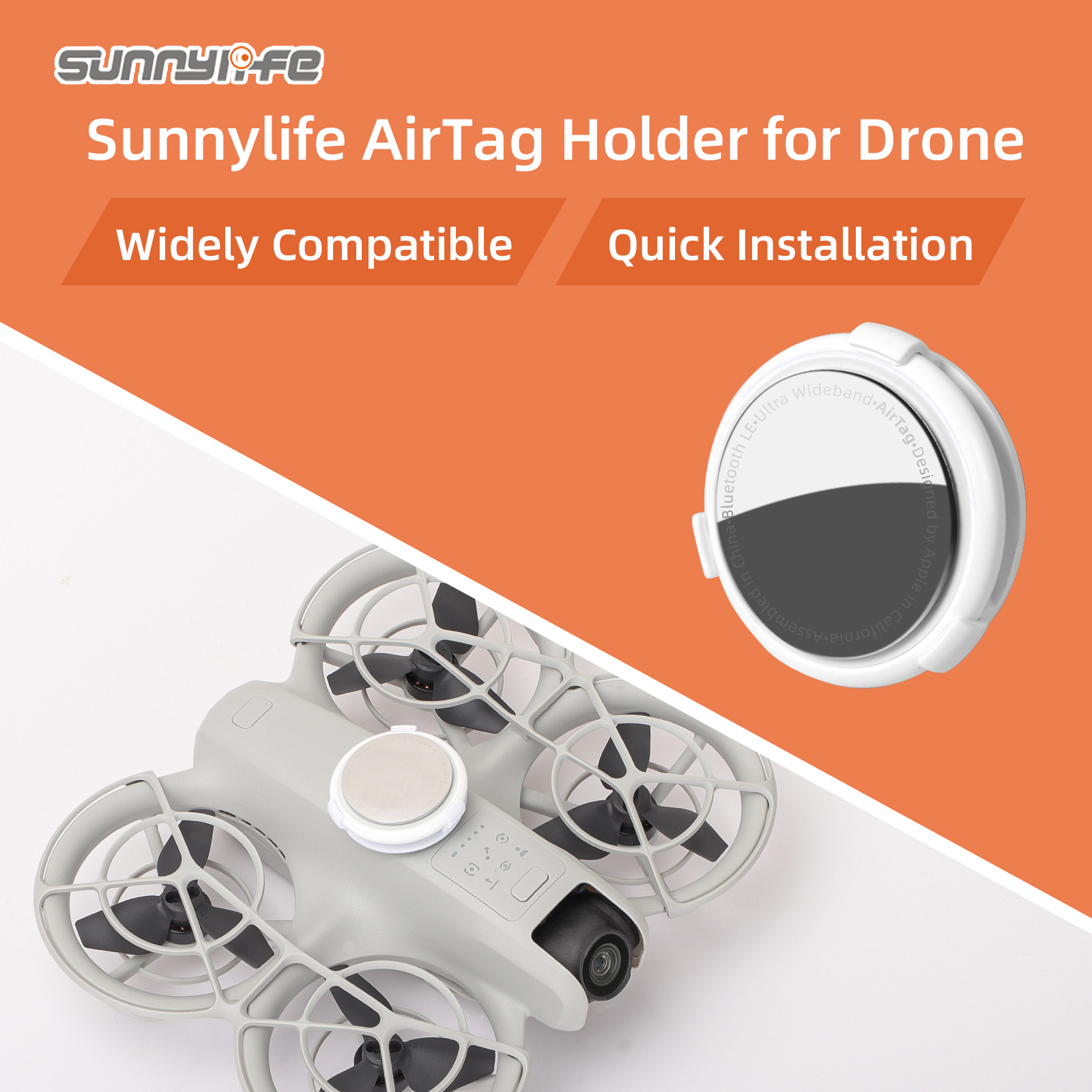 Sunnylife AirTag Holder Mount Drone Anti-lost for DJI NEO/ Air 3S/ Mini 4 Pro/ Mavic 3 Pro