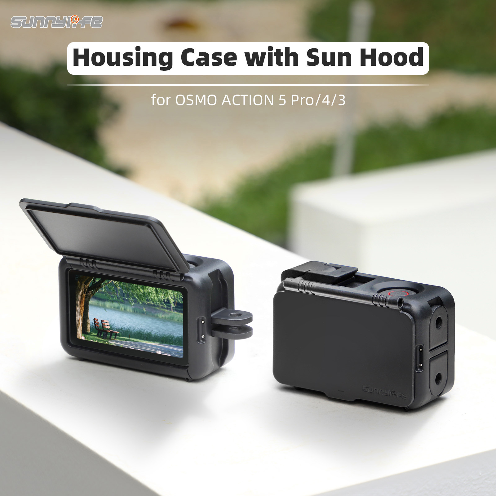 Sunnylife Protective Case Frame Mount Adapter Sun Hood Housing Case Shell Cover for OSMO ACTION 5 Pro/4/3