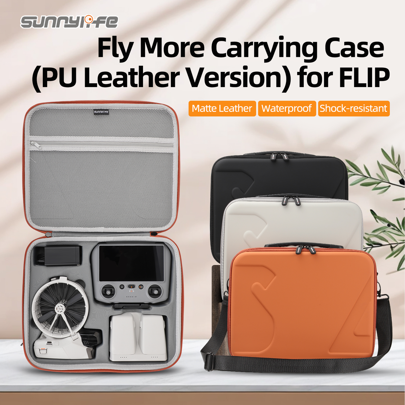 Sunnylife Portable Carrying Case Shoulder Bag Combo PU Leather Protective Bag Hard Travel Case Accessories for FLIP