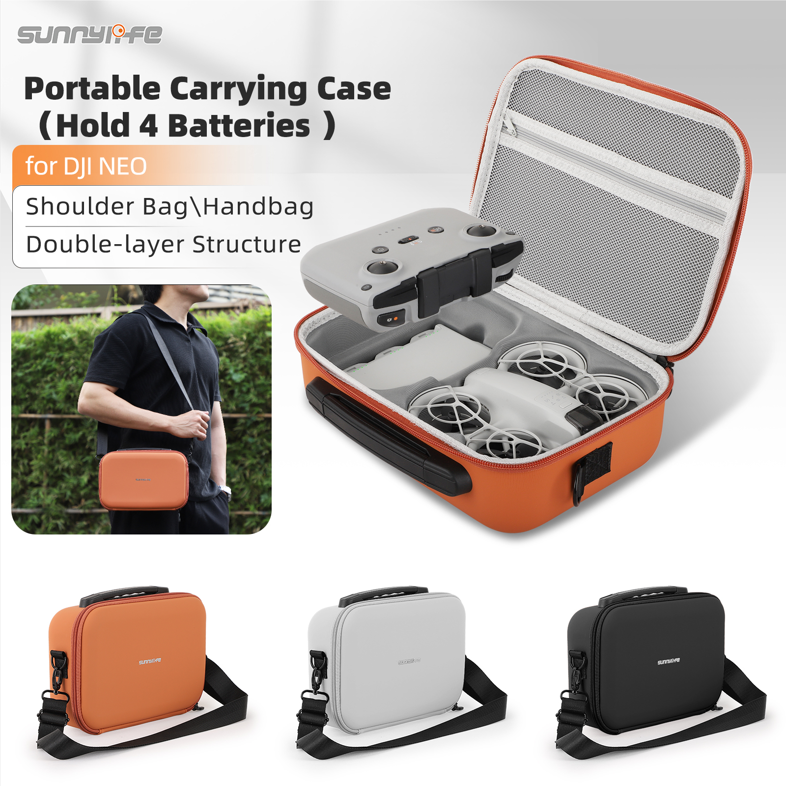 Sunnylife Carrying Case Hard Travel Shoulder Bag Combo PU Leather Protective Bag Case Accessories for NEO