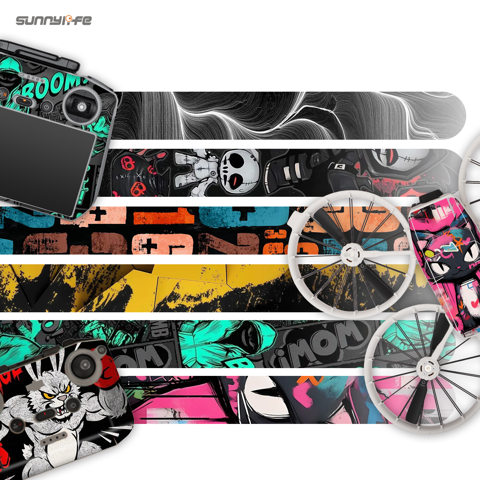 Sunnylife Colorful Stickers Protective Film Scratch-proof Decals Skin Accessories for DJI FLIP