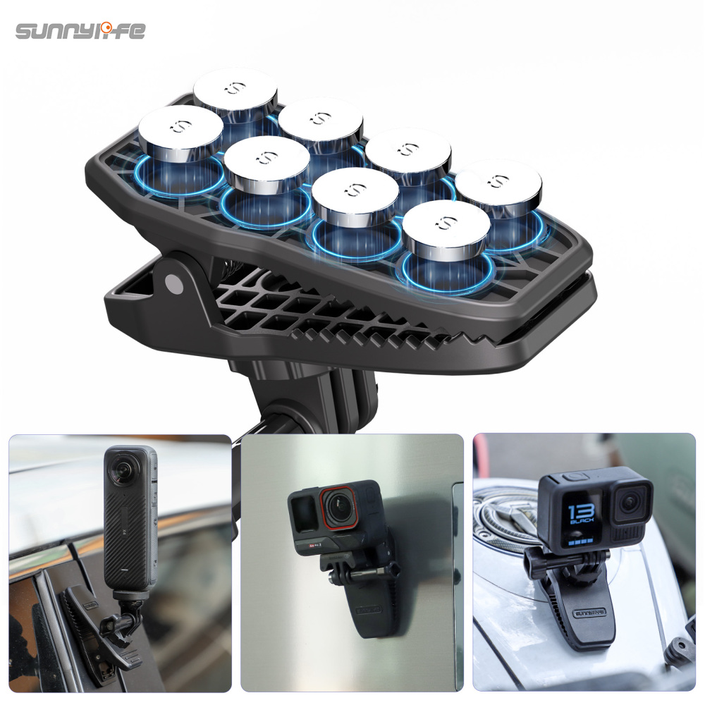 Sunnylife Car Sun Visor Mount Action Camera Magnetic Holder Cell Phone Vlog Mount 360° Rotating for Action 5 Pro/ 360 X4/ GoPro 13