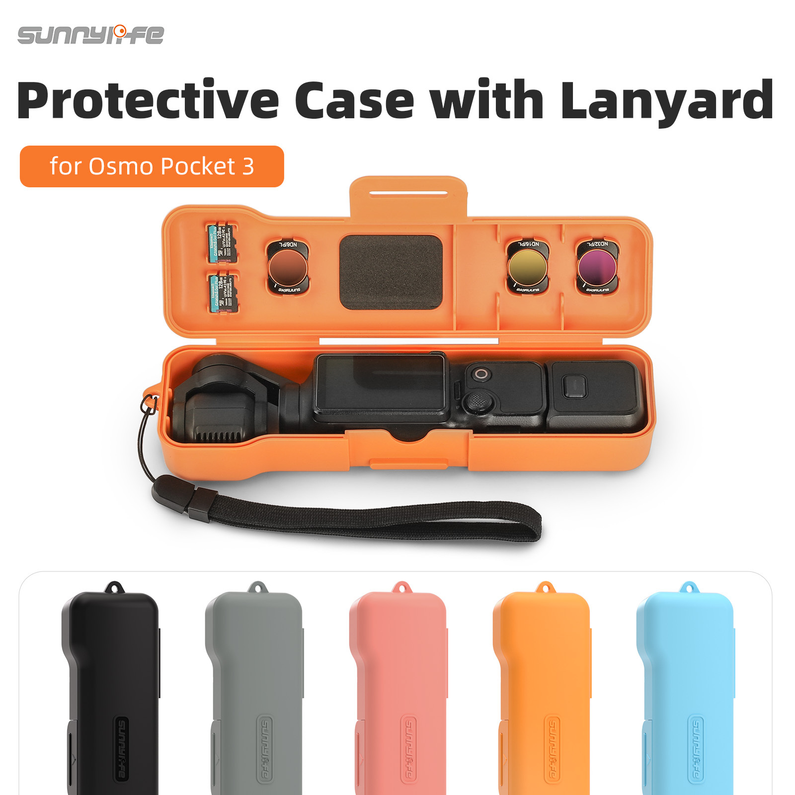 Sunnylife Protective Case Gimbal Camera Protector with Lanyard Shock-proof Protective cover Storage Box Accessories for Osmo Pocket 3