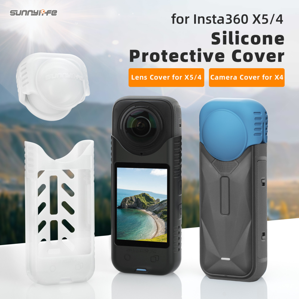 Sunnylife Silicone Case Protective Cover Lens Cap Screen Protector Scratch-proof Camera Case Accessories for Insta360 X5/4