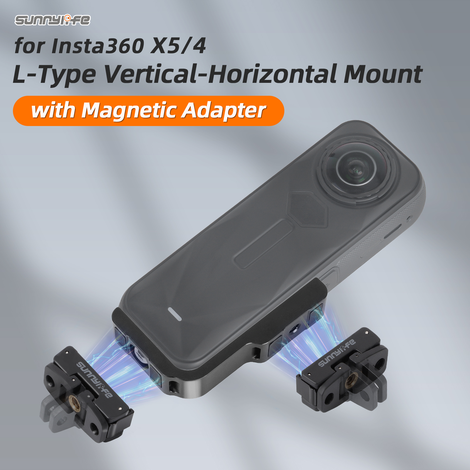 Sunnylife L-Type Vertical-Horizontal Mount with Magnetic Adapter Quick Release Mount Adapter Stand for Insta360 X5/4