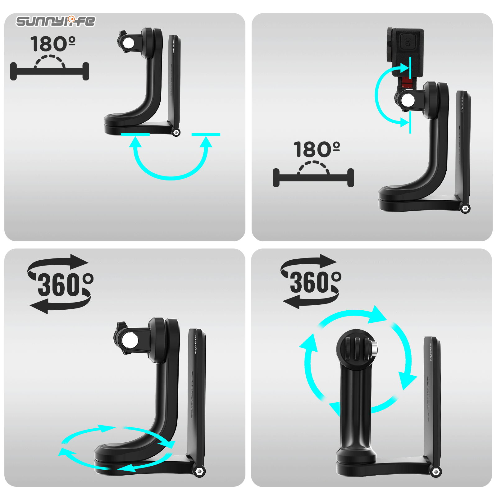 Sunnylife Multi-axis Rotatable Magnetic Mount Action Camera Holder Cell Phone Vlog Mount 360° Rotating for Action 5 Pro/ 360 X5/ Pocket 3