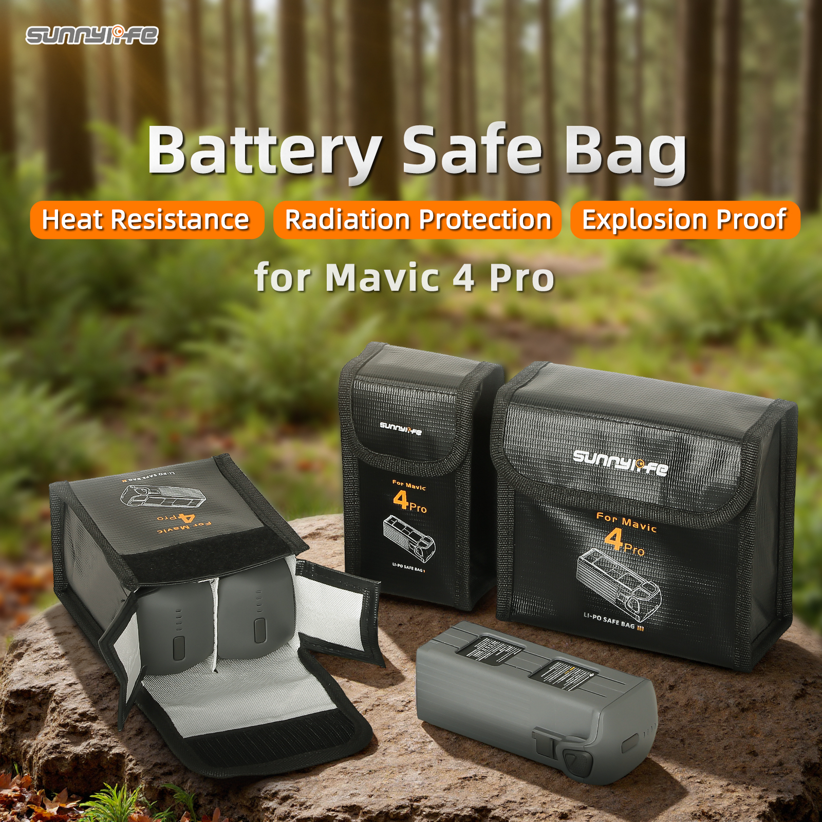 Sunnylife LiPo Safe Bag Explosion-proof Protective Battery Storage Bag Accessories for Mavic 4 Pro