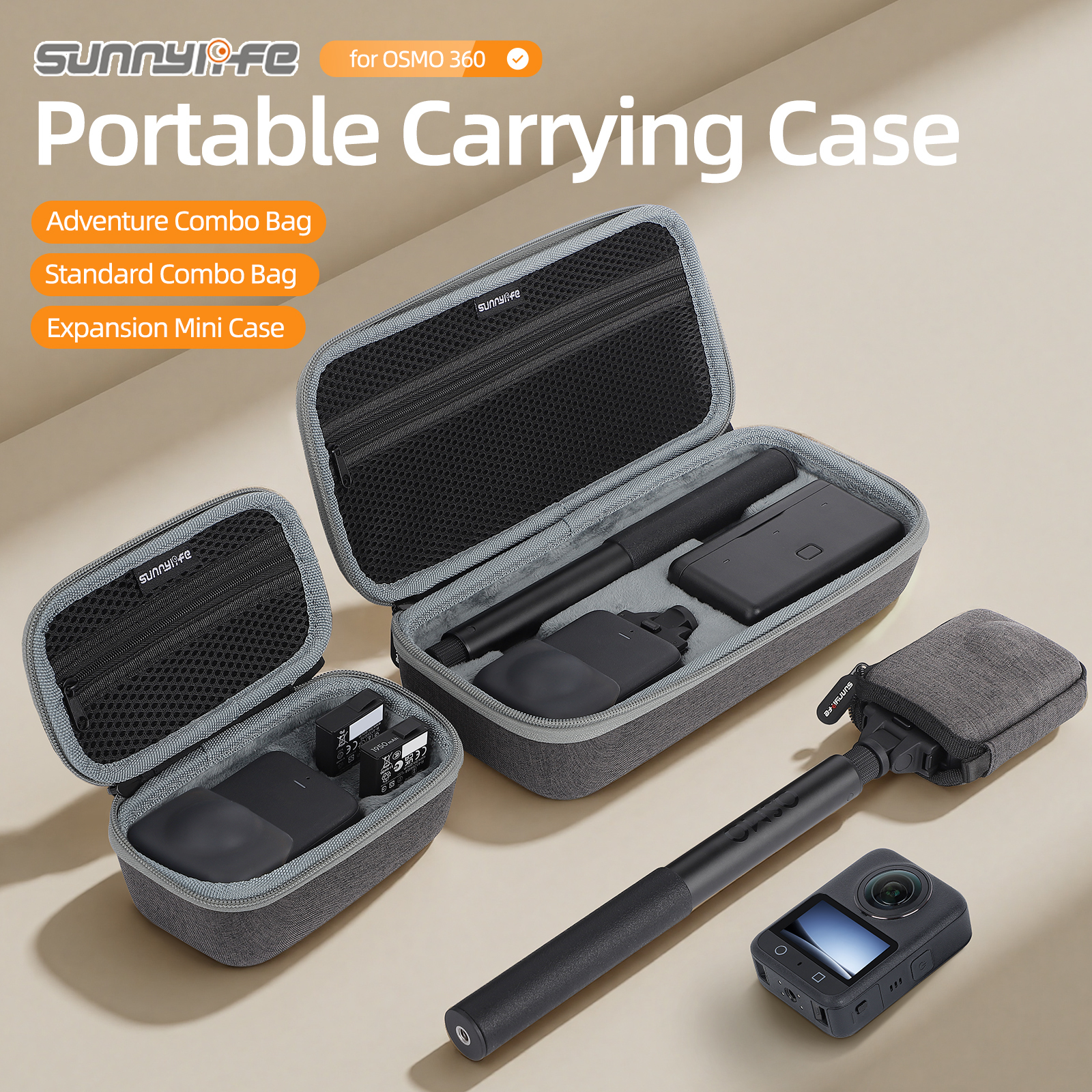 Sunnylife Portable Carrying Case Mini Travel Hard Case Expansion Handbag Protective Bag Accessories for OSMO 360