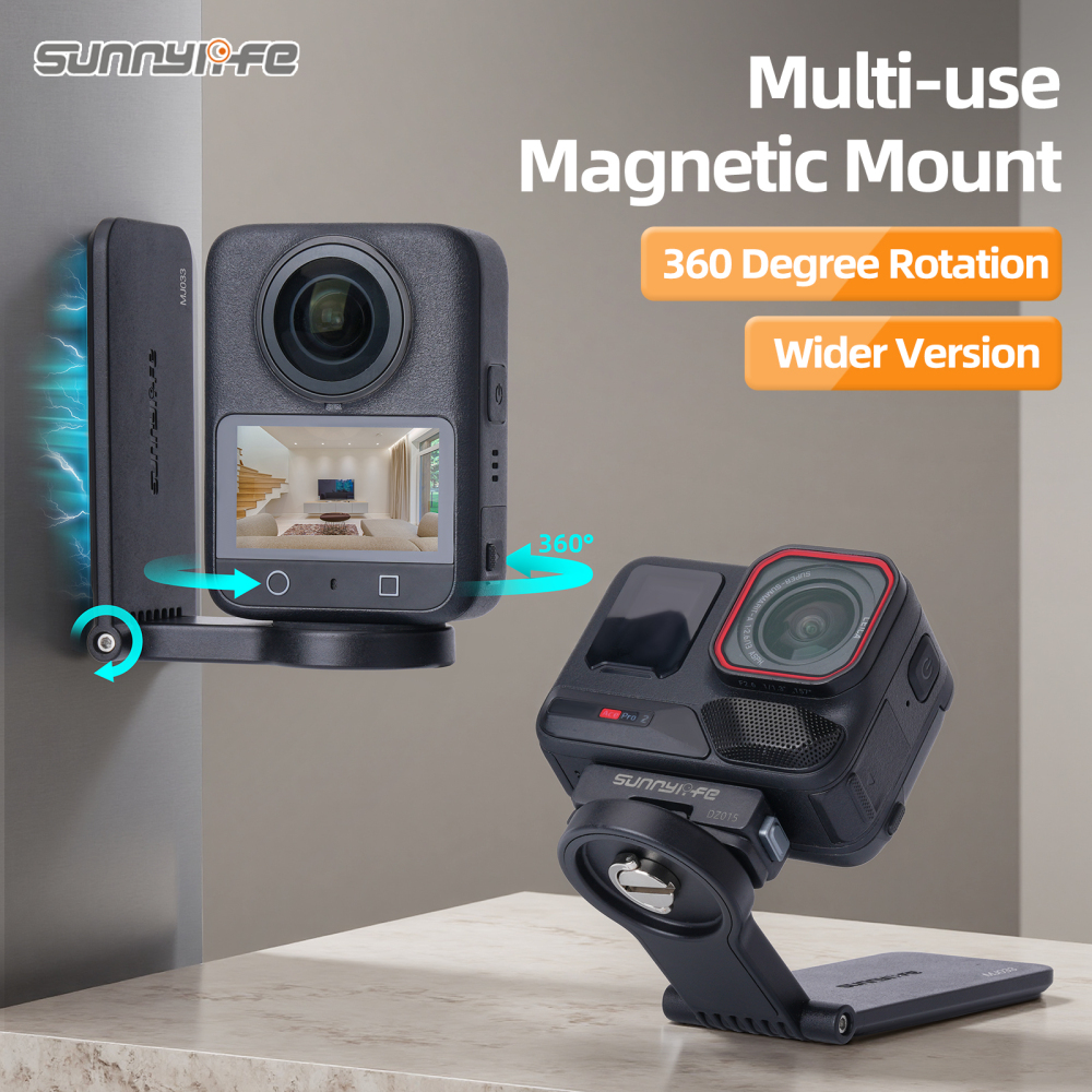 Sunnylife Magnetic Mount Tabletop Base Bracket Quick Handle Angles Adjustable for OSMO 360/ Insta360 GO Ultra/ Pocket 3