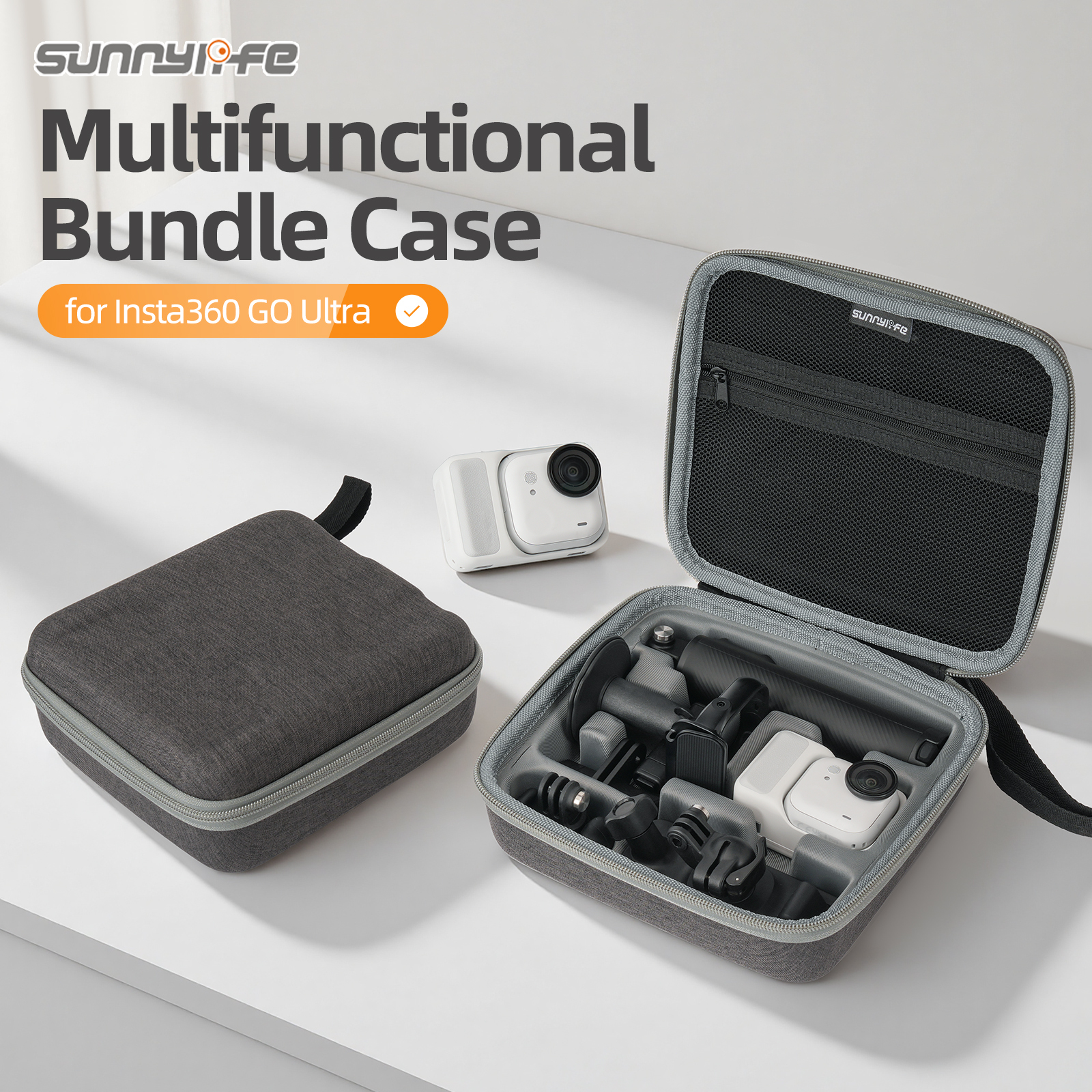 Sunnylife Portable Carrying Case Hard Travel Case Multifunctional Bundle Protective Bag Accessories Storage for Insta360 GO Ultra