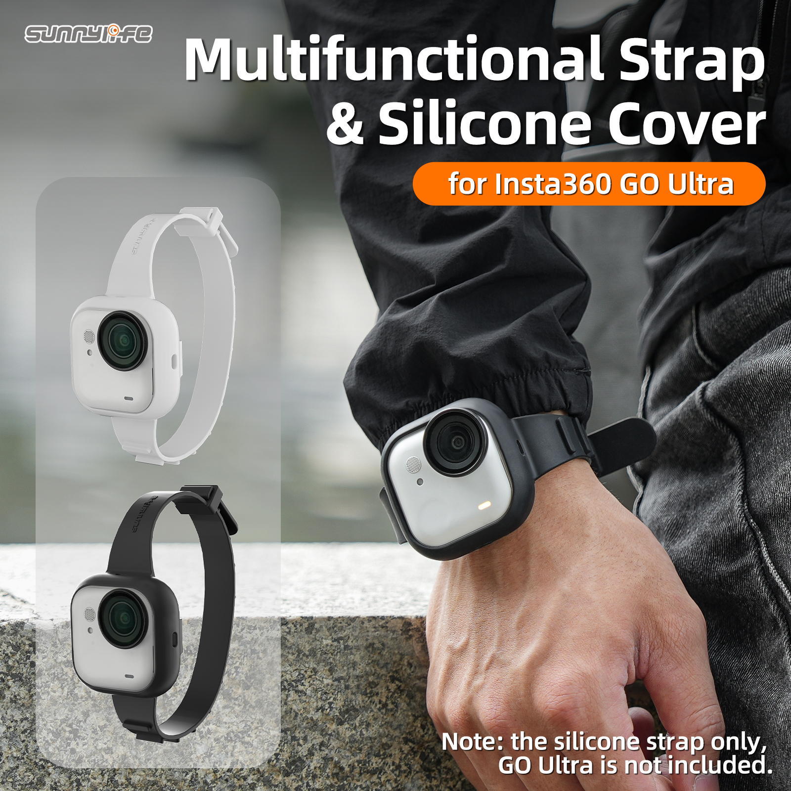 Sunnylife Camera Expansion Band Strap Silicone Protective Cover Wristband Backpack Bicycle Stripe Cat Collar for Insta360 GO Ultra