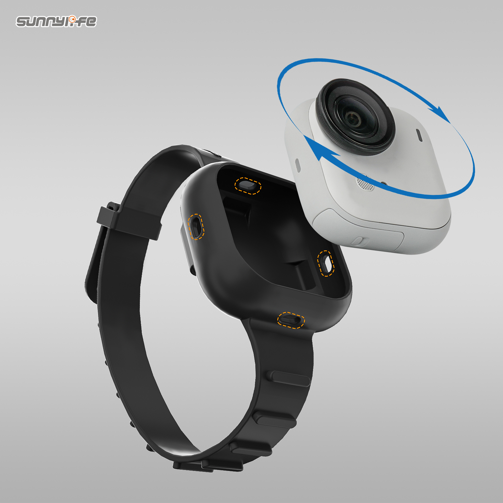 Sunnylife Camera Expansion Band Strap Silicone Protective Cover Wristband Backpack Bicycle Stripe Cat Collar for Insta360 GO Ultra
