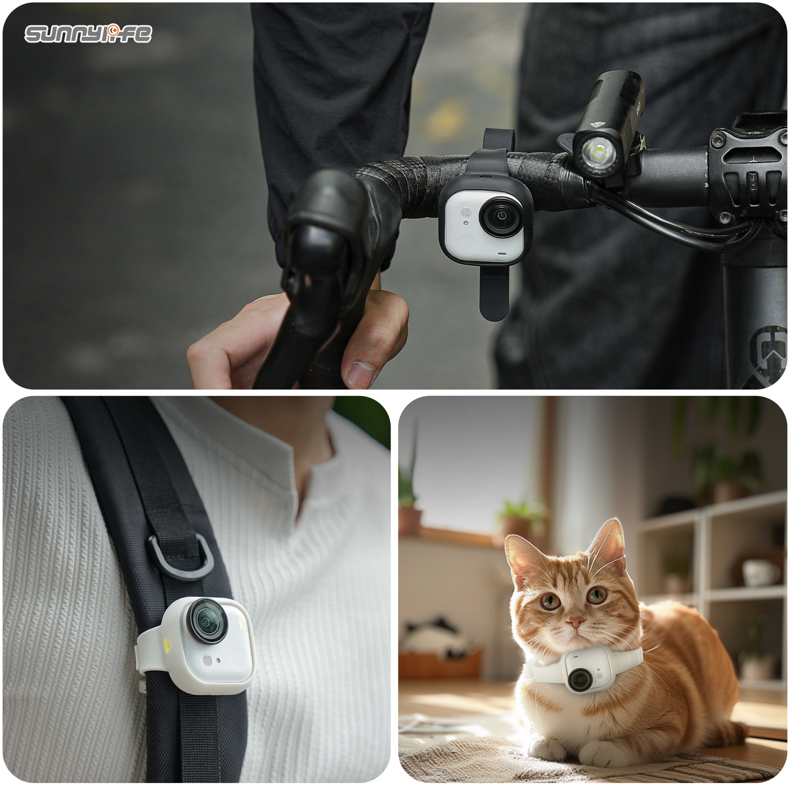 Sunnylife Camera Expansion Band Strap Silicone Protective Cover Wristband Backpack Bicycle Stripe Cat Collar for Insta360 GO Ultra