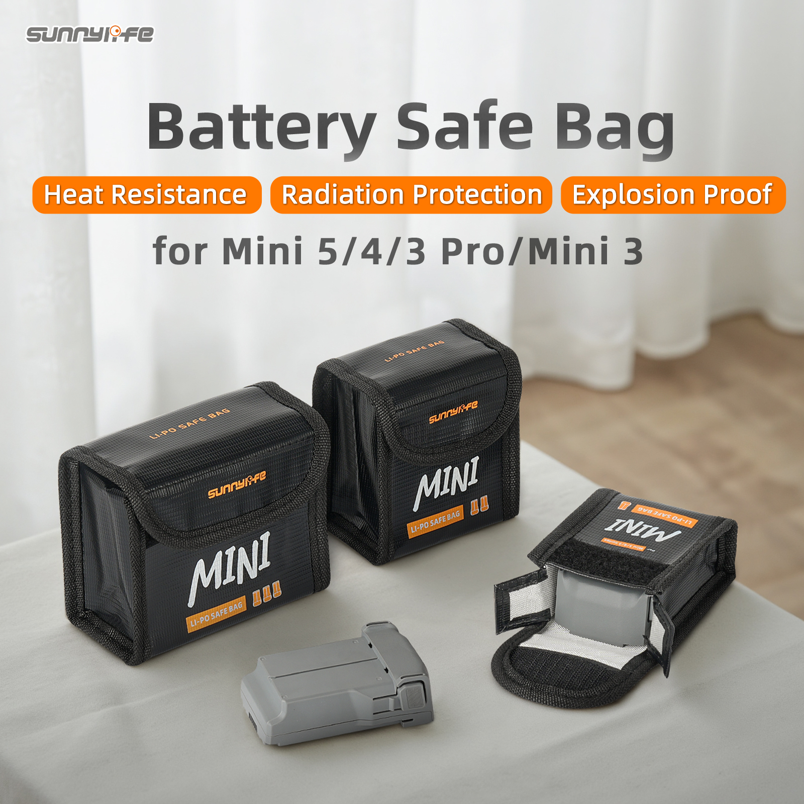 Sunnylife Battery Safe Bag Protective Li-Po Safe Bag Explosion-proof Accessories for Mini 5/4/3 Pro/Mini 3