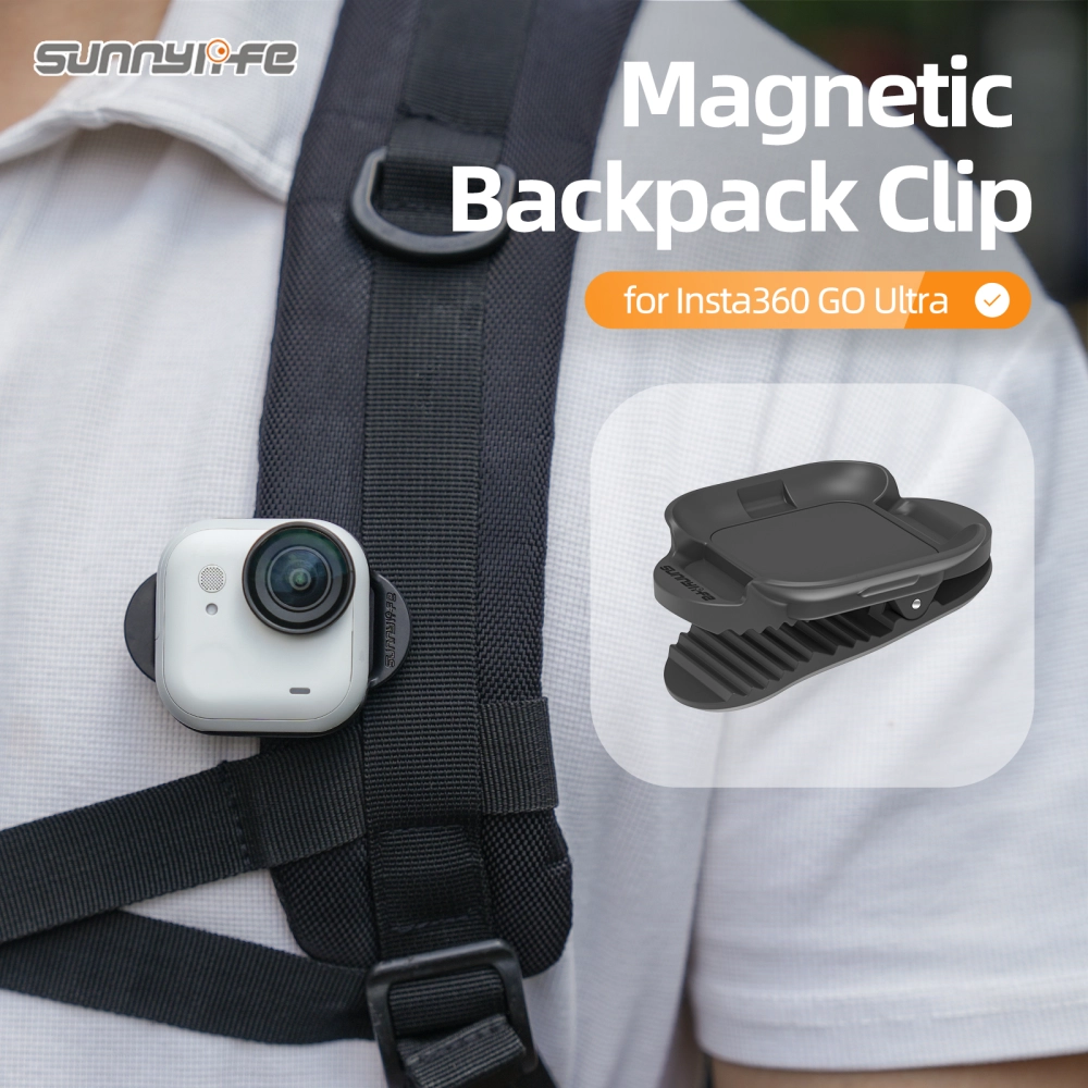 Magnetic Rucksack Halterung Clip Mount für Insta 360 Go Ultra Zubehör, Quick Release Schultergurt Halterung 225° Verstellbarer Horizontale/Vertikale Aufnahmen für Insta360 Go Ultra Magnetische Lanyard