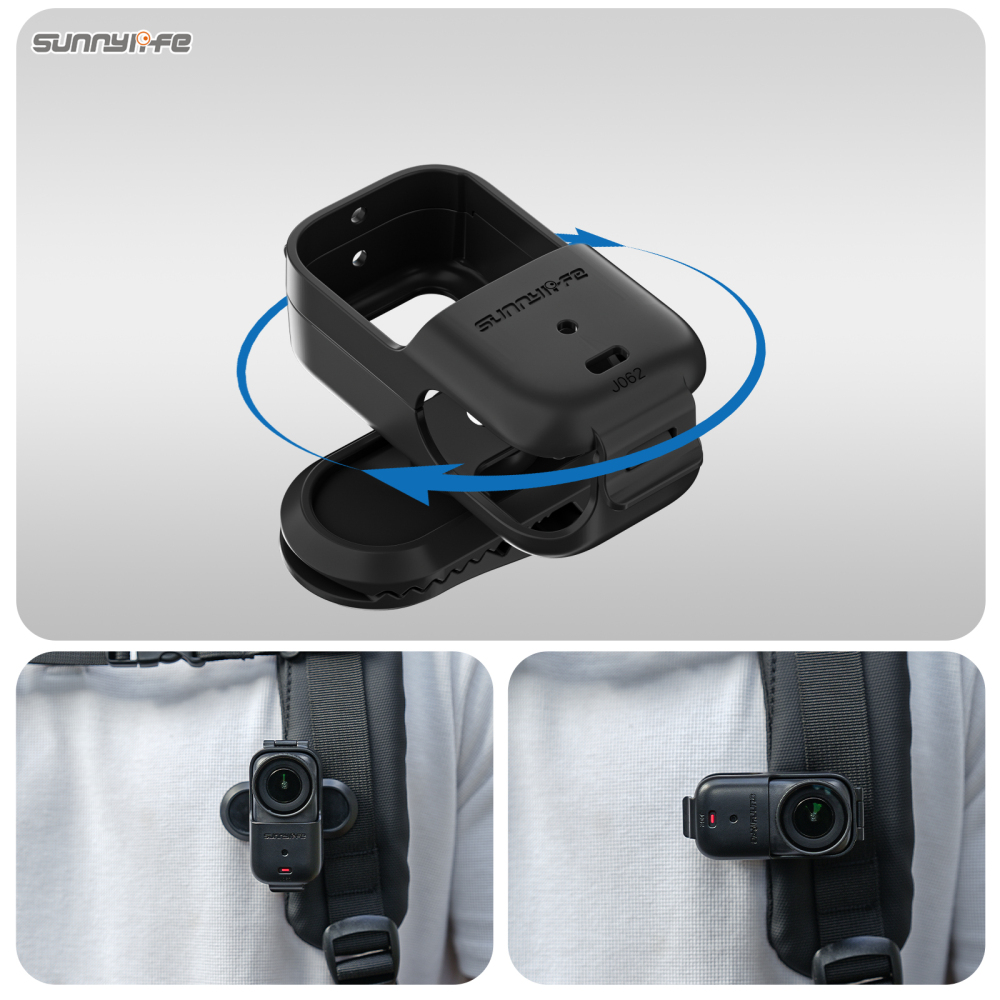 Sunnylife Backpack Clip Action Camera Clamp 360° Rotation Vertical-Horizontal Mount Accessories for Osmo Nano