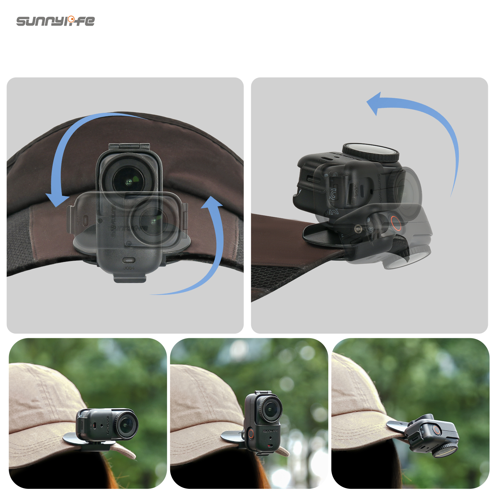 Sunnylife Baseball Hat Clip Mount Baseball Cap Clamp Quick Release Mount Camera POV Vlog Holder Accessories for Osmo Nano