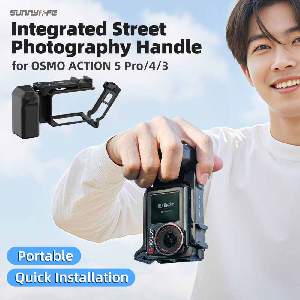 Sunnylife Street Photography Handle Ergonomic Hand Grip Quick Release Shutter Handle for OSMO ACTION 5 Pro/4/3