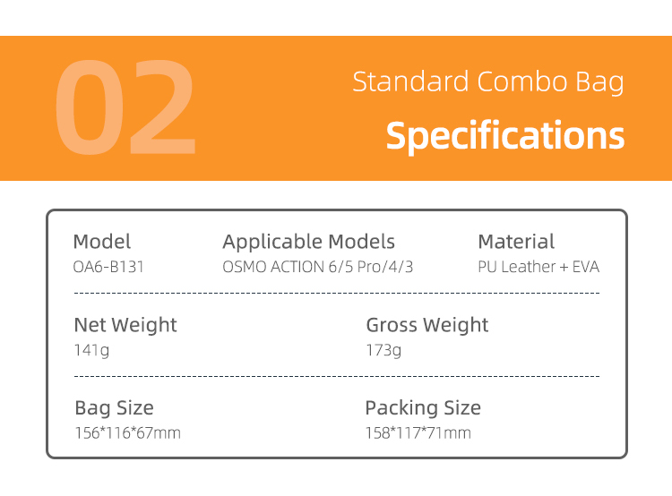 Sunnylife Portable Carrying Case Mini Standard Combo Bag Adventure Combo Bags Handbag Accessories for OSMO ACTION 6